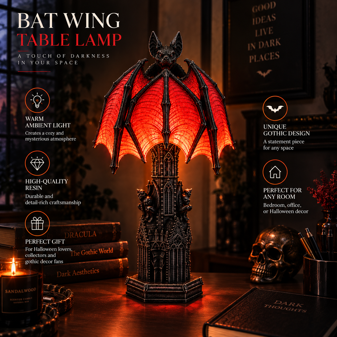 Bat Halloween Lamp By Kidssly