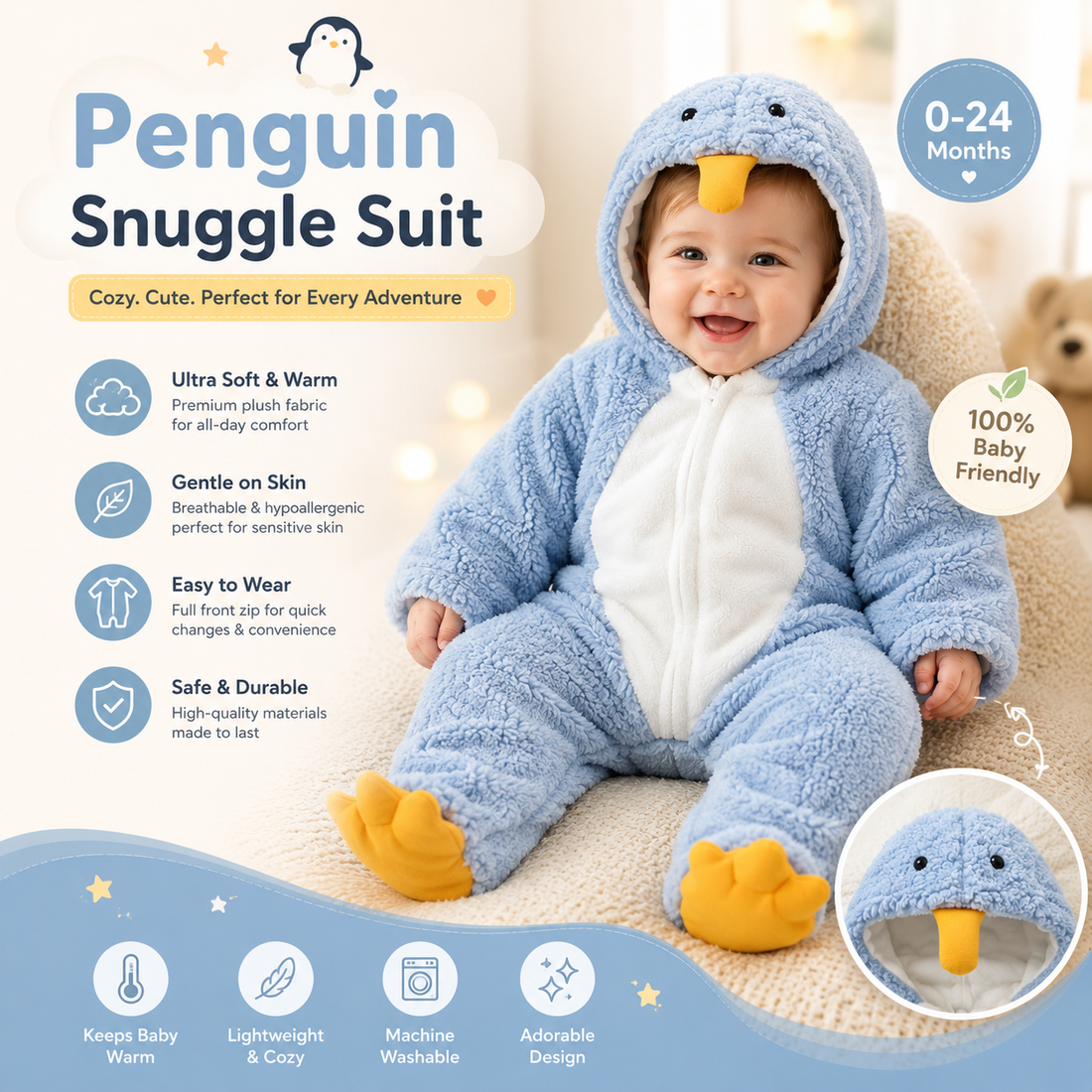 Penguin Snuggle Suit By Kidssly